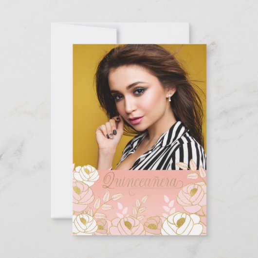 日付の保存ピンクの金ゴールドキンセアニェラフローラ セーブザデート (裏面)