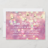 日付の保存フォトカントリーコテージ金ゴールドPinkBird 招待状 (正面)