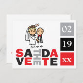 日付の保存フォトカードウェディングツブリングレームキス 案内ポストカード (正面/裏面)
