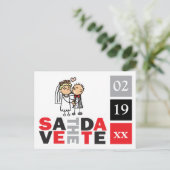 日付の保存フォトカードウェディングツブリングレームキス 案内ポストカード (スタンド正面)