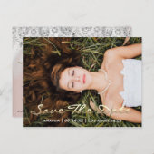 日付の保存フォトグレー16th 15ブライダルシャワー ポストカード (正面/裏面)