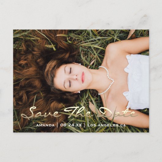 日付の保存フォトグレー16th 15ブライダルシャワー ポストカード (正面)