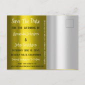 日付の保存フォトドードル婚約マスタードグレイ 案内ポストカード (裏面)