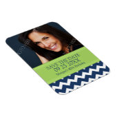 日付の保存フォト誕生日マグネットブルーシェブロン マグネット (右側)