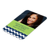 日付の保存フォト誕生日マグネットブルーシェブロン マグネット (左側)