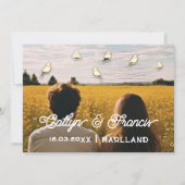 日付の保存フォト金ゴールドウッドカントリーバードバジェット 招待状 (裏面)