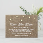 日付の保存フォト金ゴールドクラフトカントリーの鳥の予算 招待状 (スタンド正面)