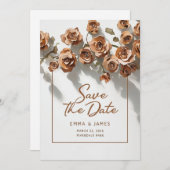 日付の保存フラワー結婚式招待状 招待状 (正面/裏面)