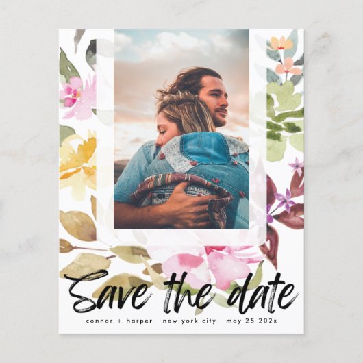 日付の保存フローラフレーム予算QRコードフォト チラシ (正面)