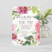 日付の保存フローラリース水色バラ牡丹 セーブザデート (スタンド正面)