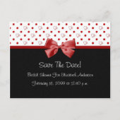 日付の保存ブライダルシャワーガーリー赤いハート 案内ポストカード (正面)