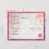 日付の保存ブライダルシャワー 案内ポストカード (正面/裏面)