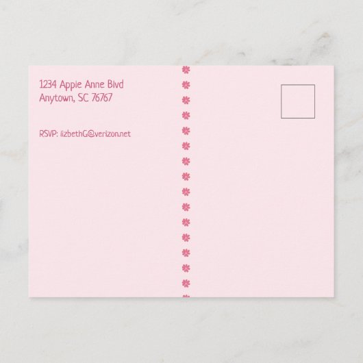 日付の保存ブライダルシャワー 案内ポストカード (裏面)