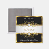 日付の保存ブラックパールホワイト金ゴールド誕生日 マグネット (正面/裏面)