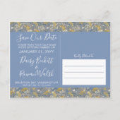 日付の保存ボタニカルデイジーフローラフォトコラージュ 案内ポストカード (裏面)