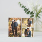 日付の保存ボタニカルデイジーフローラフォトコラージュ 案内ポストカード (スタンド正面)