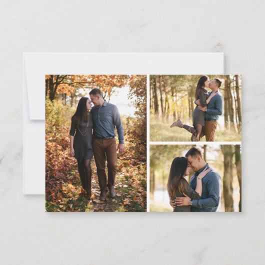 日付の保存ボタニカルデイジーフローラ3-Photo Card 招待状 (正面)