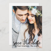 日付の保存モダン婚約フォトカードSB 招待状 (正面/裏面)