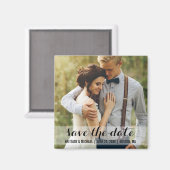 日付の保存モダン婚約フォトマグネットSW マグネット (正面/裏面)