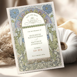 日付の保存ヴィンテージアールヌーボーによるミュシャ入力 招待状