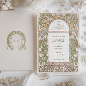 日付の保存ヴィンテージアールヌーボーによるミュシャ入力 招待状