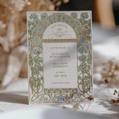 日付の保存ヴィンテージアールヌーボーによるミュシャ入力 招待状