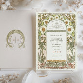 日付の保存ヴィンテージアールヌーボーミュシャ 招待状