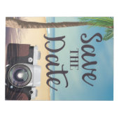 日付の保存ヴィンテージカメラとビーチ ノートパッド (正面)