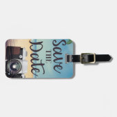 日付の保存ヴィンテージカメラとビーチ ラゲッジタグ (正面横)