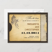 日付の保存ヴィンテージタイポグラフィスタイルはがき 案内ポストカード (正面/裏面)