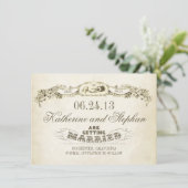 日付の保存ヴィンテージタイポグラフィデザイン セーブザデート (スタンド正面)