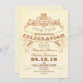 日付の保存ヴィンテージタイポグラフィフラットカード招待状 セーブザデート (正面/裏面)