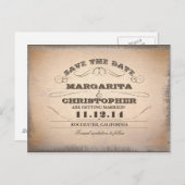 日付の保存ヴィンテージタイポグラフィ古いポストカード 案内ポストカード (正面/裏面)