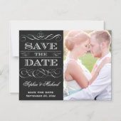 日付の保存ヴィンテージタイポグラフィChalkboardスタイル マグネット招待状 (正面)