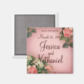 日付の保存ヴィンテージバラ マグネット (正面/裏面)