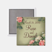 日付の保存ヴィンテージバラ マグネット (正面/裏面)