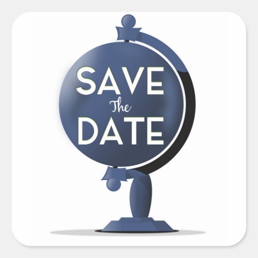 日付の保存ヴィンテージ地球 スクエアシール (正面)