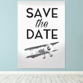 日付の保存ヴィンテージ飛行機 キャンバスプリント (インサイチュ (ウッドフロア))