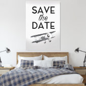 日付の保存ヴィンテージ飛行機 キャンバスプリント (インサイチュ (寝室))