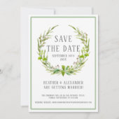 日付の保存写真テンプレート水彩画リース 招待状 (正面)