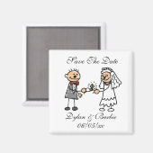 日付の保存写真マグネット婚約リングや輪 マグネット (正面/裏面)