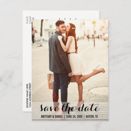 日付の保存婚約はがモダンきLB ポストカード (正面/裏面)