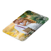 日付の保存婚約カップルの写真レース マグネット (左側)