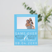 日付の保存婚約フォトおもしろい海青 ポストカード (スタンド正面)