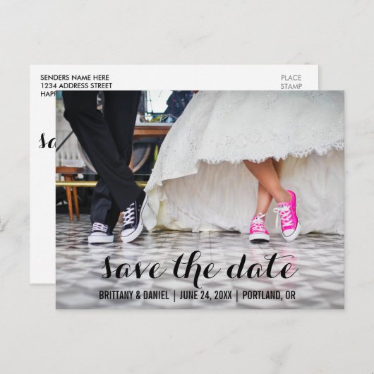 日付の保存婚約モダンはがきSCB ポストカード (正面/裏面)