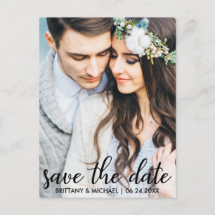 日付の保存婚約モダン写真はがきSB ポストカード