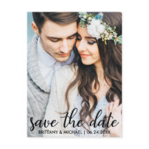 日付の保存婚約モダン写真はがきSB