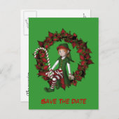 日付の保存小妖精や小人オンリース休日 案内ポストカード (正面/裏面)