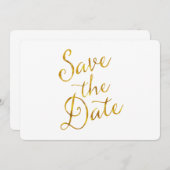 日付の保存引用文金ゴールドフォイフェイクル婚約 招待状 (正面/裏面)