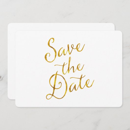 日付の保存引用文金ゴールドフォイフェイクル婚約 招待状 (正面/裏面)